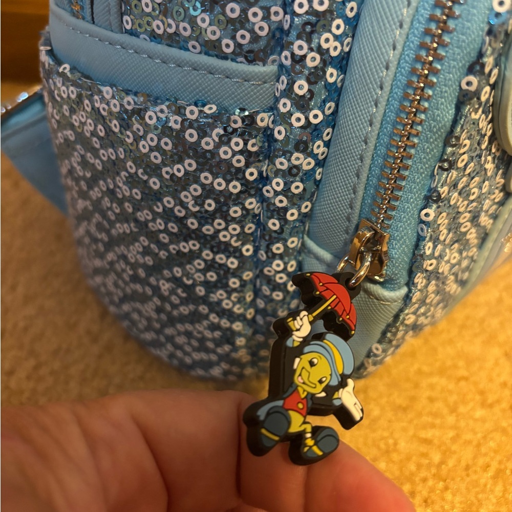 Loungefly Disney Sequin Sparkle Light Up Pinocchio Fairy Mini Backpack - Picture 6 of 14